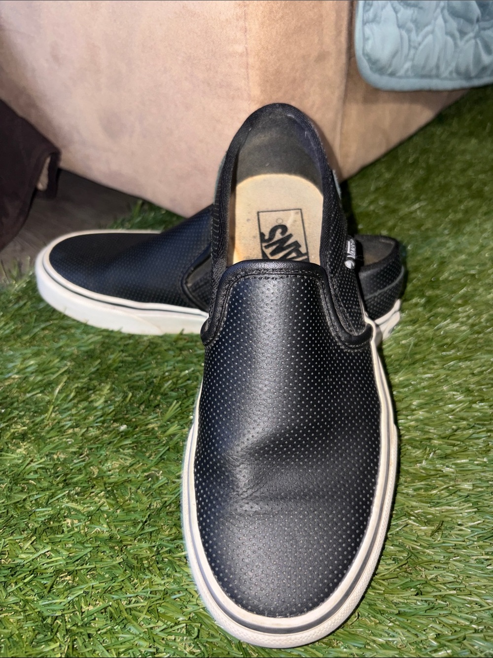 Vans Men’s Slip-On Perforated Leather — Black & White